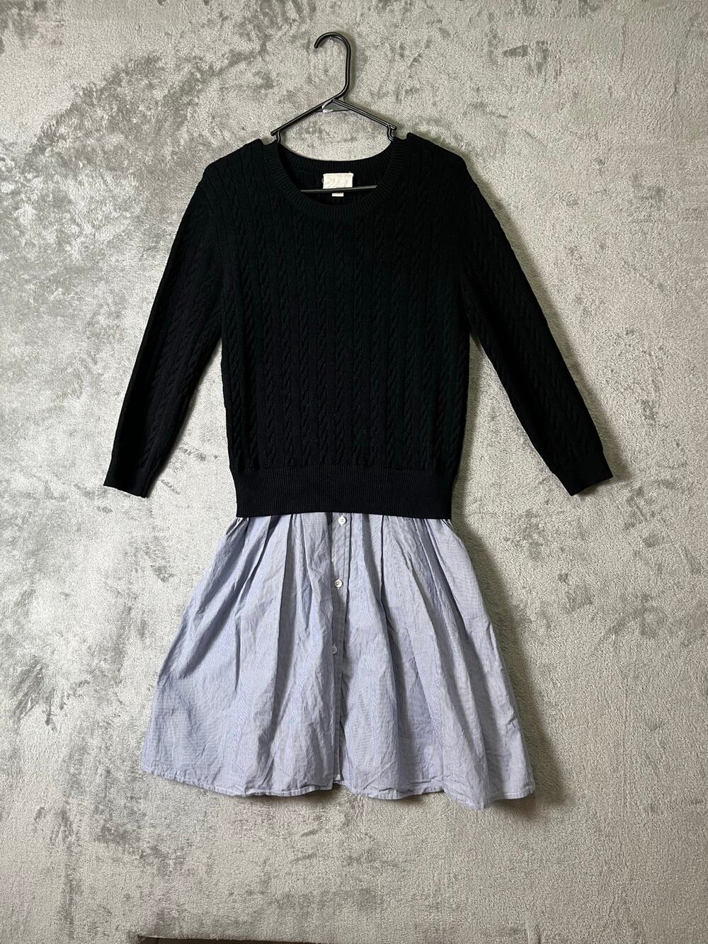 Band of Outsiders Preppy Academia Sweater Shirt Dress Cable Knit Size 3 (Large)